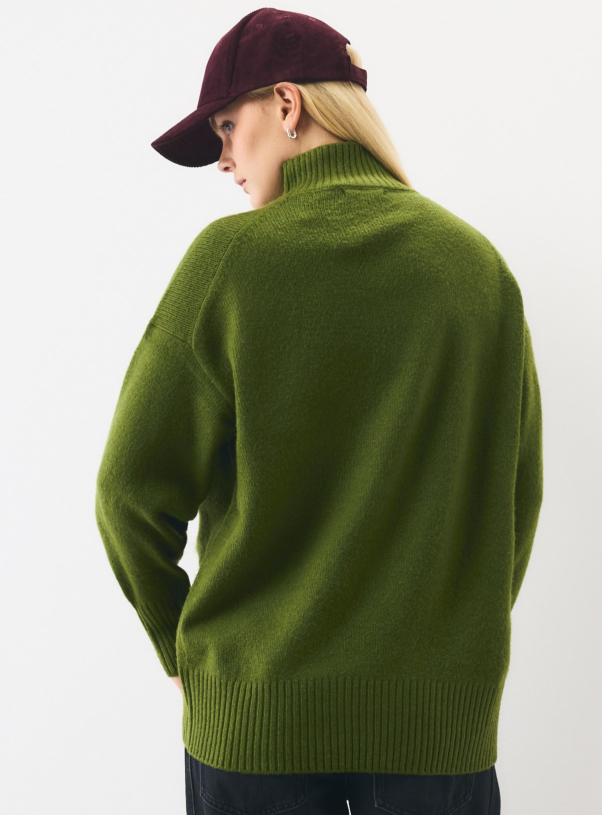 Dark Green High Neck Oversized Jumper S - Image 4 thumbnail